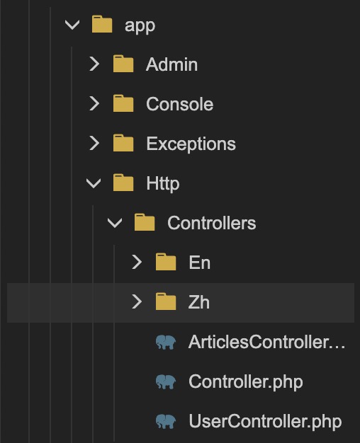 laravel controllers folder