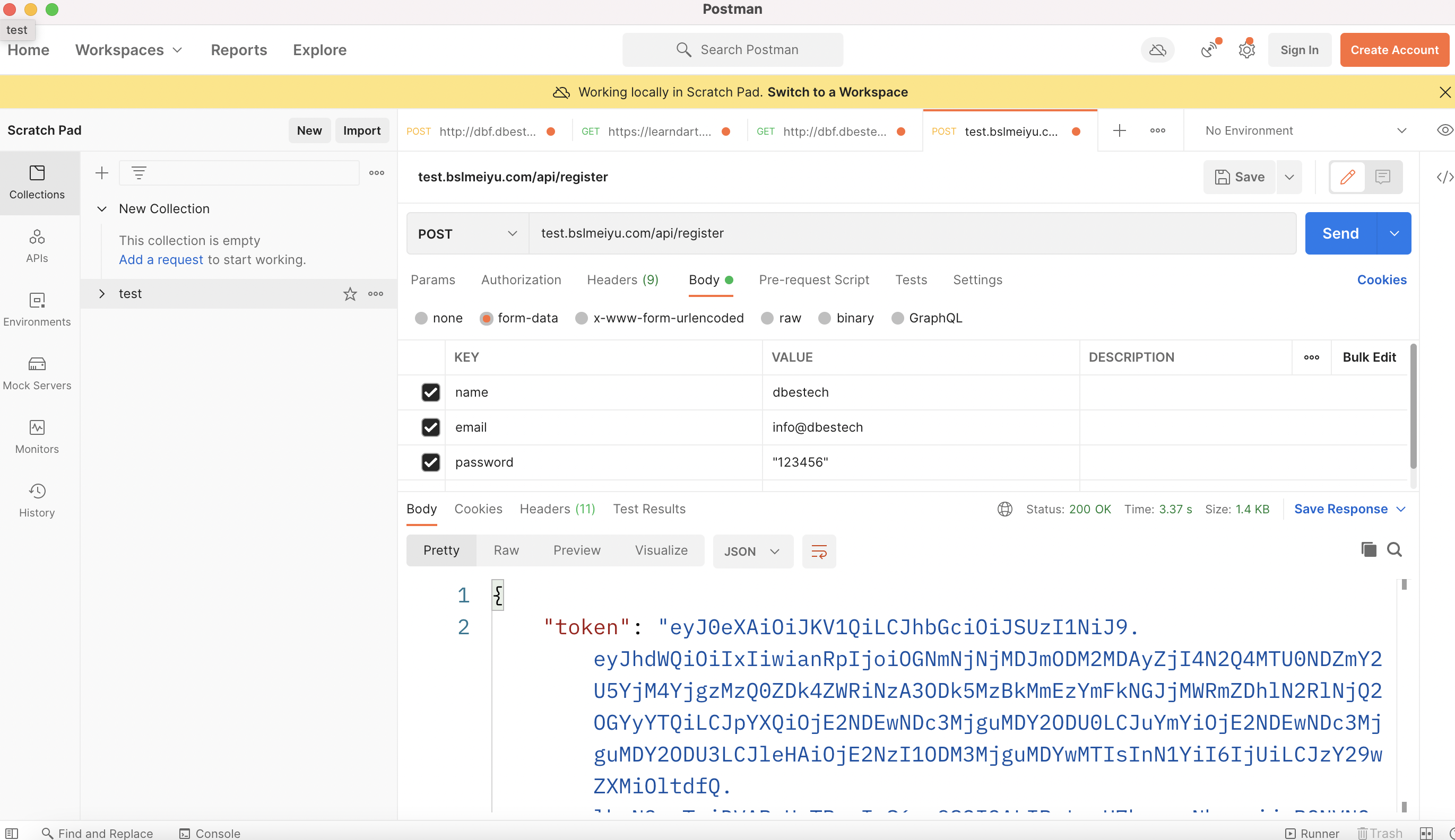 laravel passport generate token postman