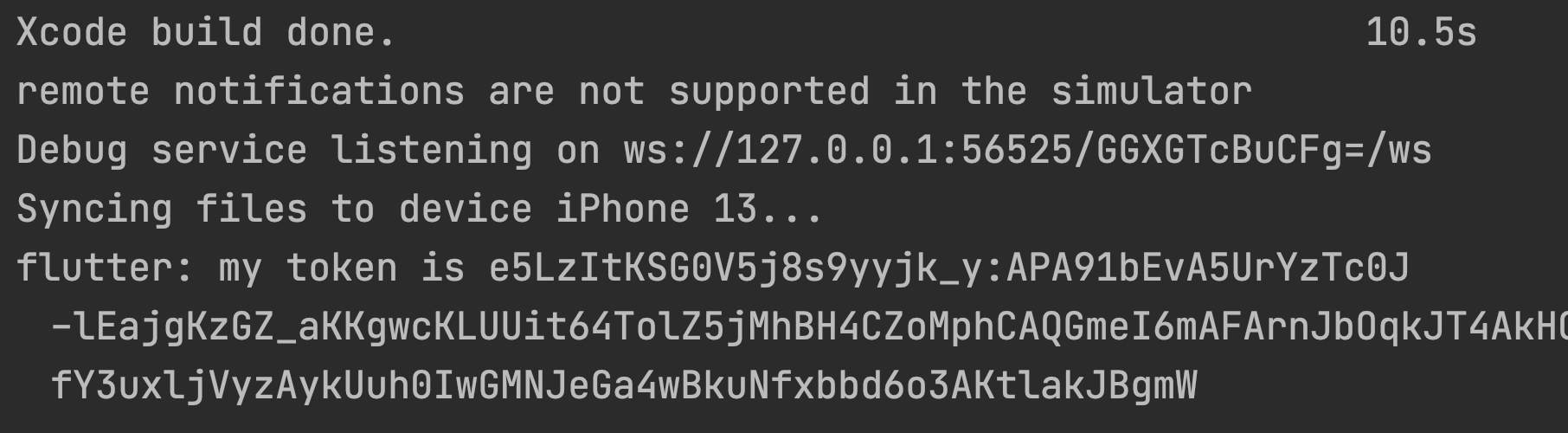flutter ios push notification for simulator